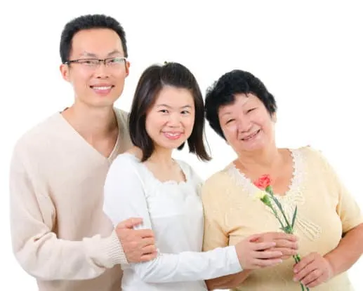 Old woman with her family
